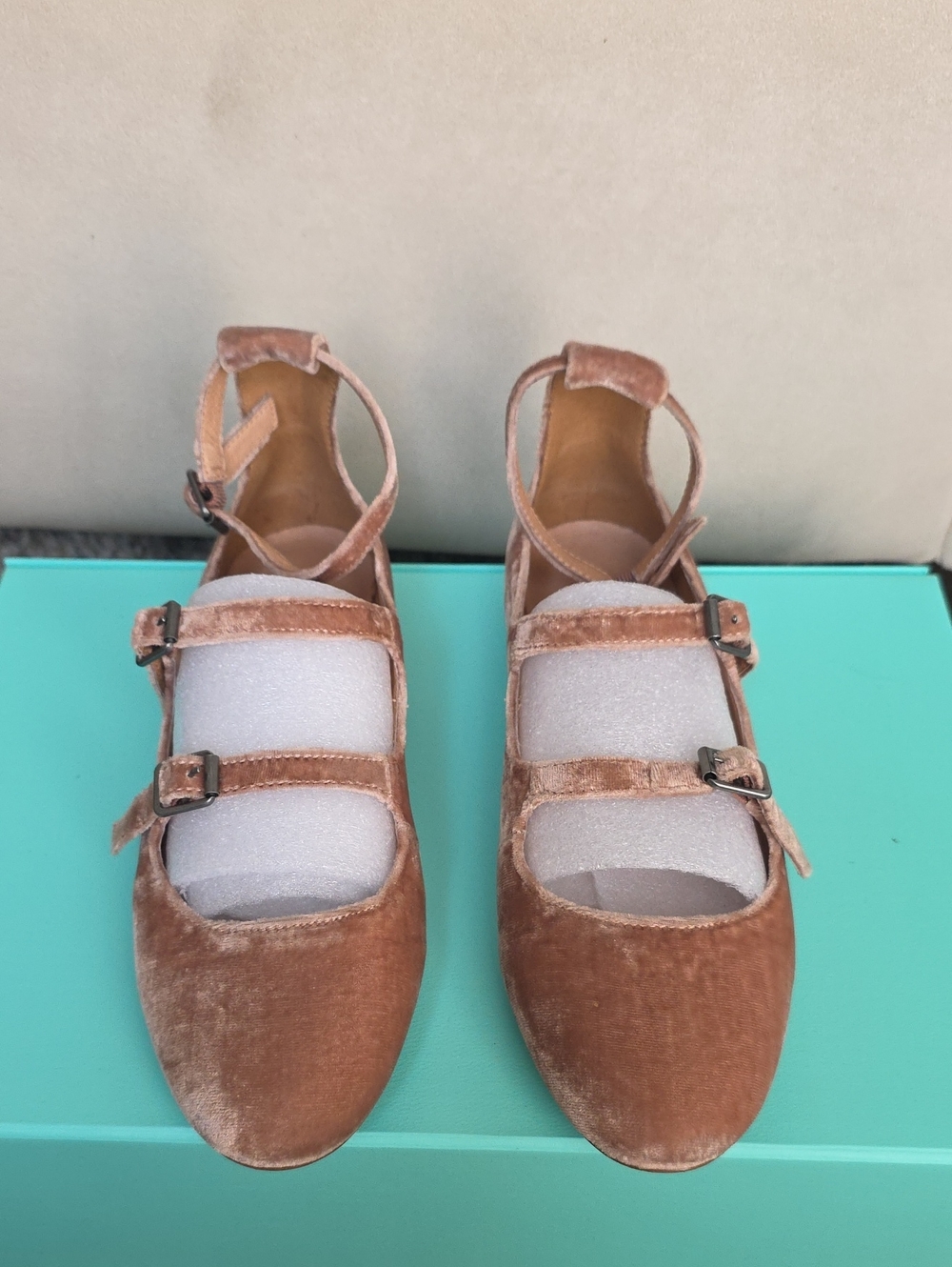 Madewell Women’s Velvet Mary Jane Flats in Dusty Rose Size 7